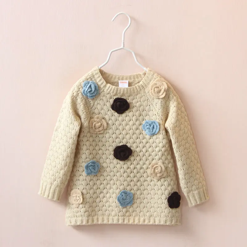 Korean Style Pullover Girls Sweater Unique Design Cute Flower Kids Warm Sweater , Buy Kids Warm Sweater,Unique Design Cute Flower Sweater,Korean Style