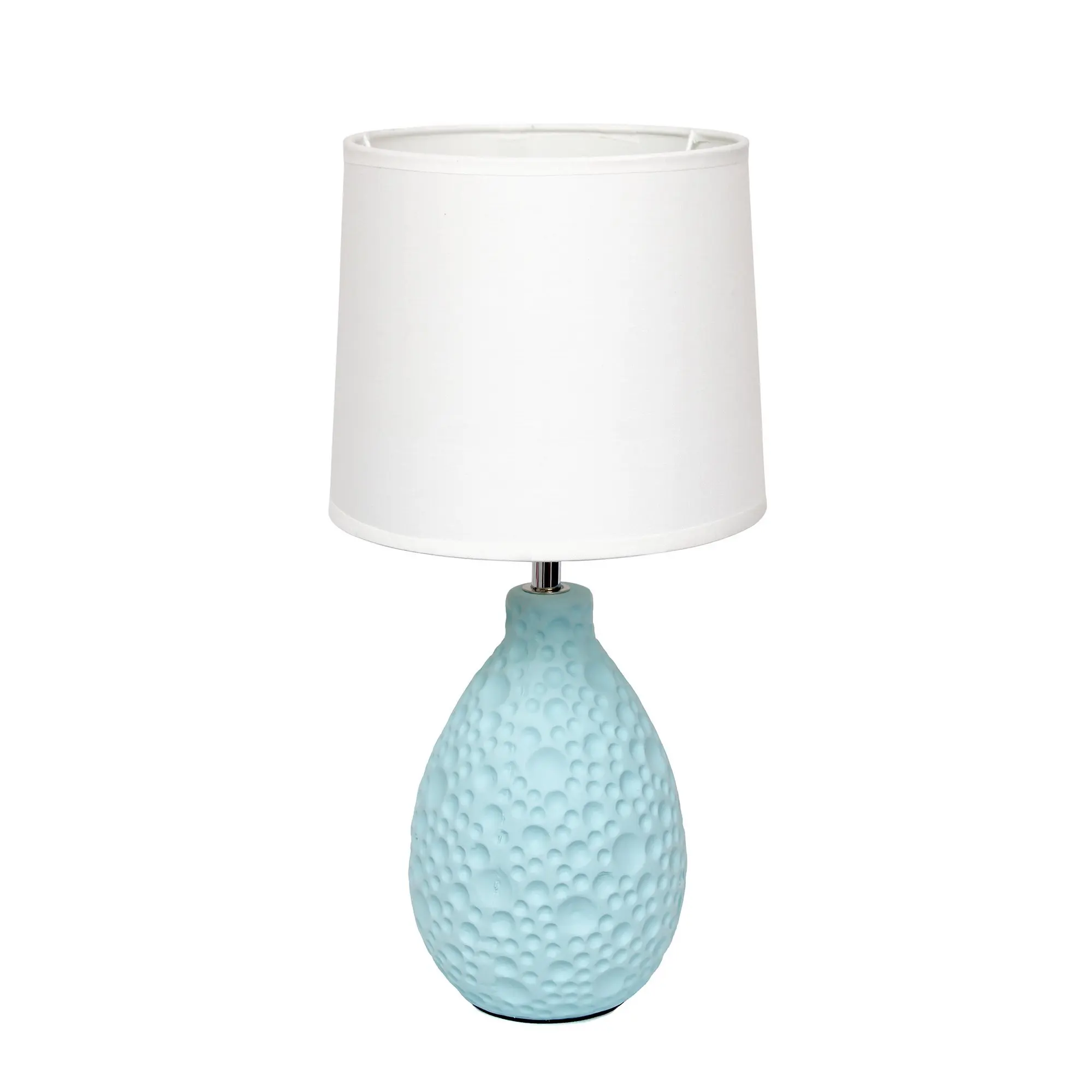 Simple Designs LT2003-BLU Texturized Stucco Ceramic Oval Table Lamp, Blue