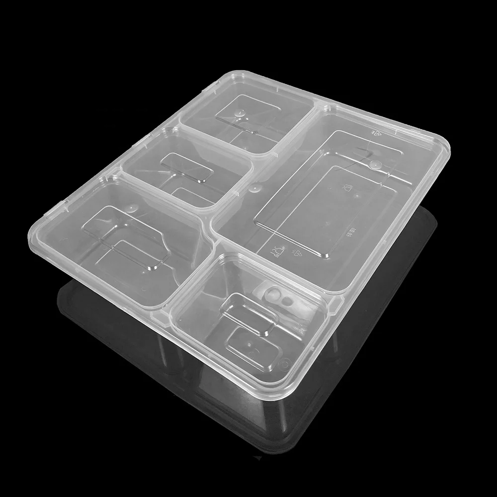 1000ml 5 Compartment Microwave Plastic Lunch Box Recyclable Bento Boxes
