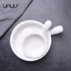 Wedding decoration round shape stoneware decorative ceramic bakeware with handle