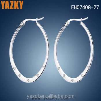 O Shape Earring Hoop Stainless Steel Thick Fake Diamond O Shape Earring Hoop Stainless Steel Thick Fake Diamond Earrings