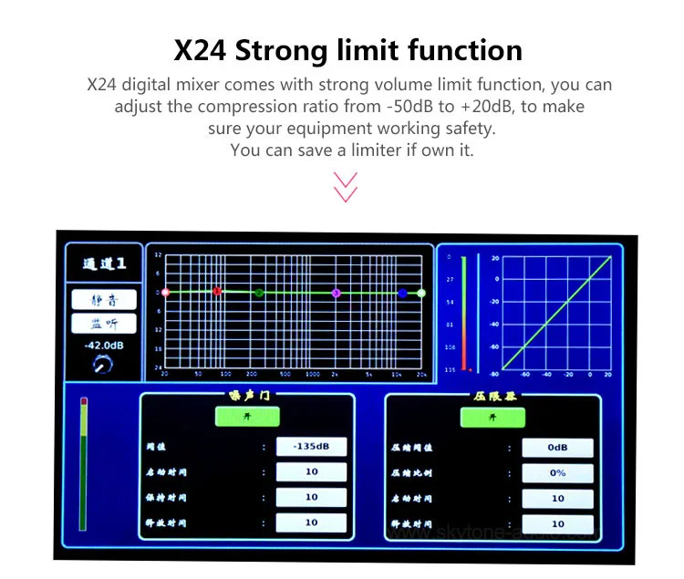 X24 professional 24 channel audio mixer digital