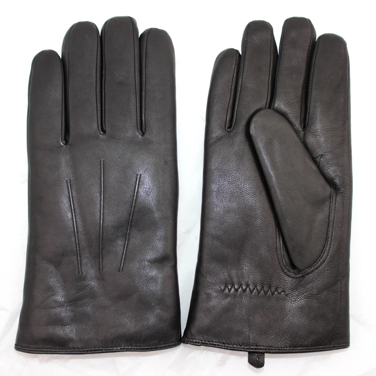 High quality men sheepskin leather glove with sheep shearing and three back muscle