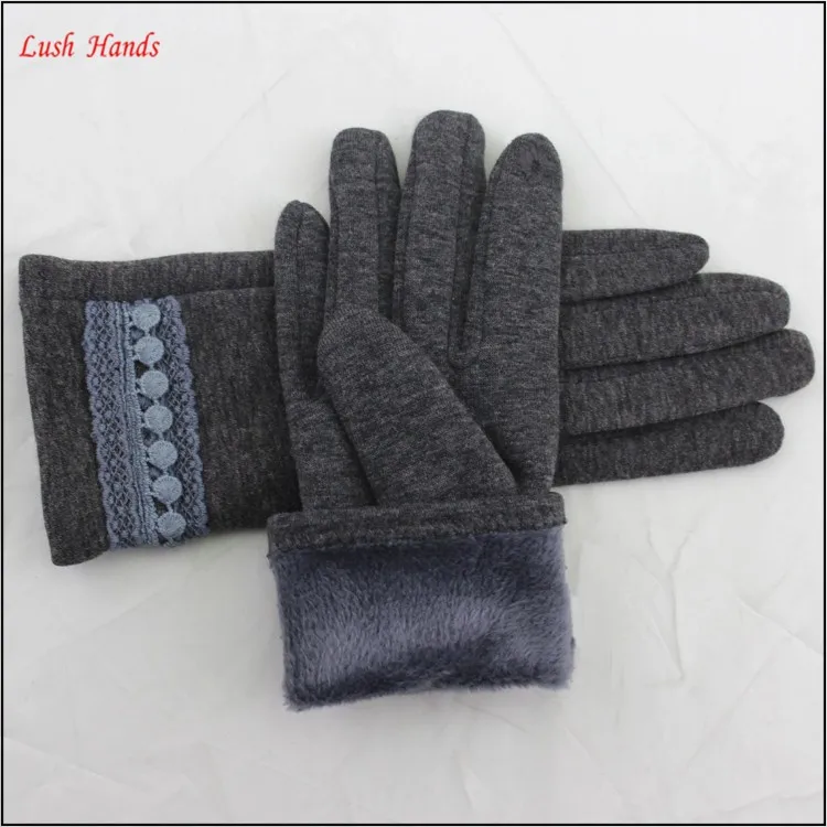 2016 spring mirco velvet hand gloves for women with lace