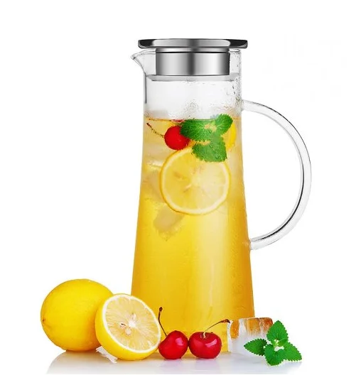 glass water carafe 50 oz borosilicate glass iced tea pitcher