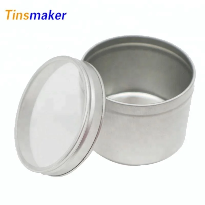 Round Empty Tin Can Containers With Lid Clear Window Or Solid Top Buy