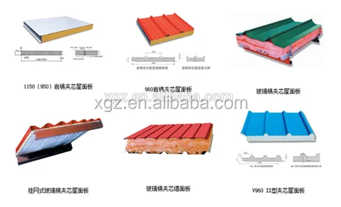 XGZ wall and roof EPS/PU rock wool sandwich panel board used for steel house