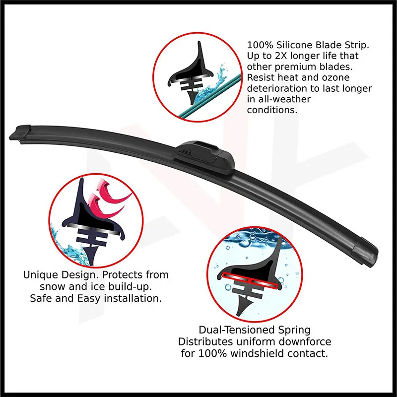 Traditional Windshield Frameless Multiple Sizes Windshield Wiper Blades