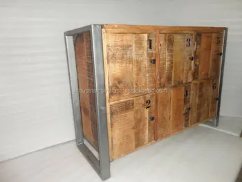 Wooden And Metallic Vintage Six Door Storage Cabinet Buy Many