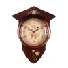 Wood Craft Wooden Wall Clock Hand-painted Elegant Wall Clock