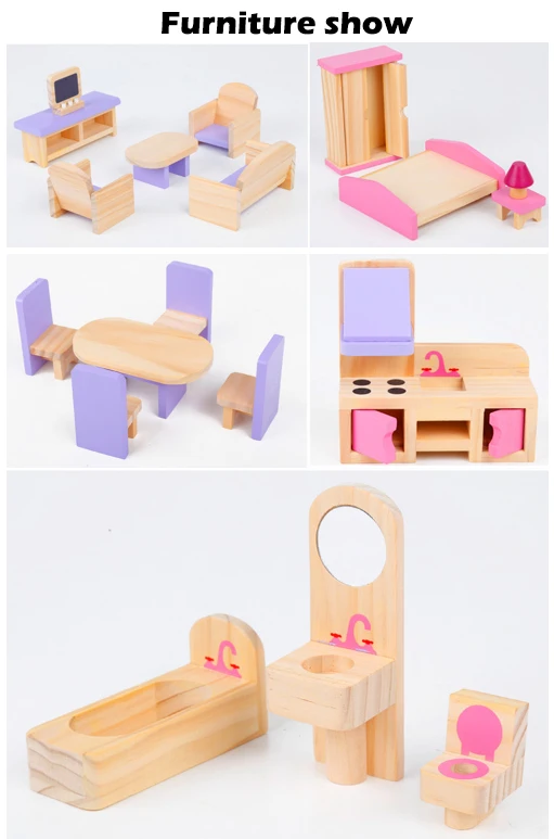 Wooden Portable Princess Doll House Baby Play House Children'S Educational  Interactive Furniture Toy House Decoration Doll LC002