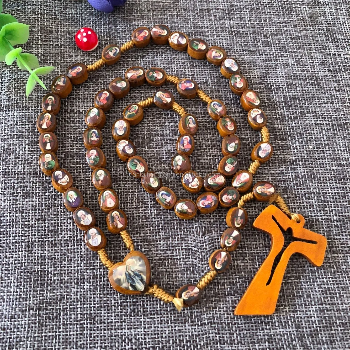 10*8mm Wood Oval Bead Diy Religious Icon Beads Saints For Religious Necklace Bracelet Or Decade