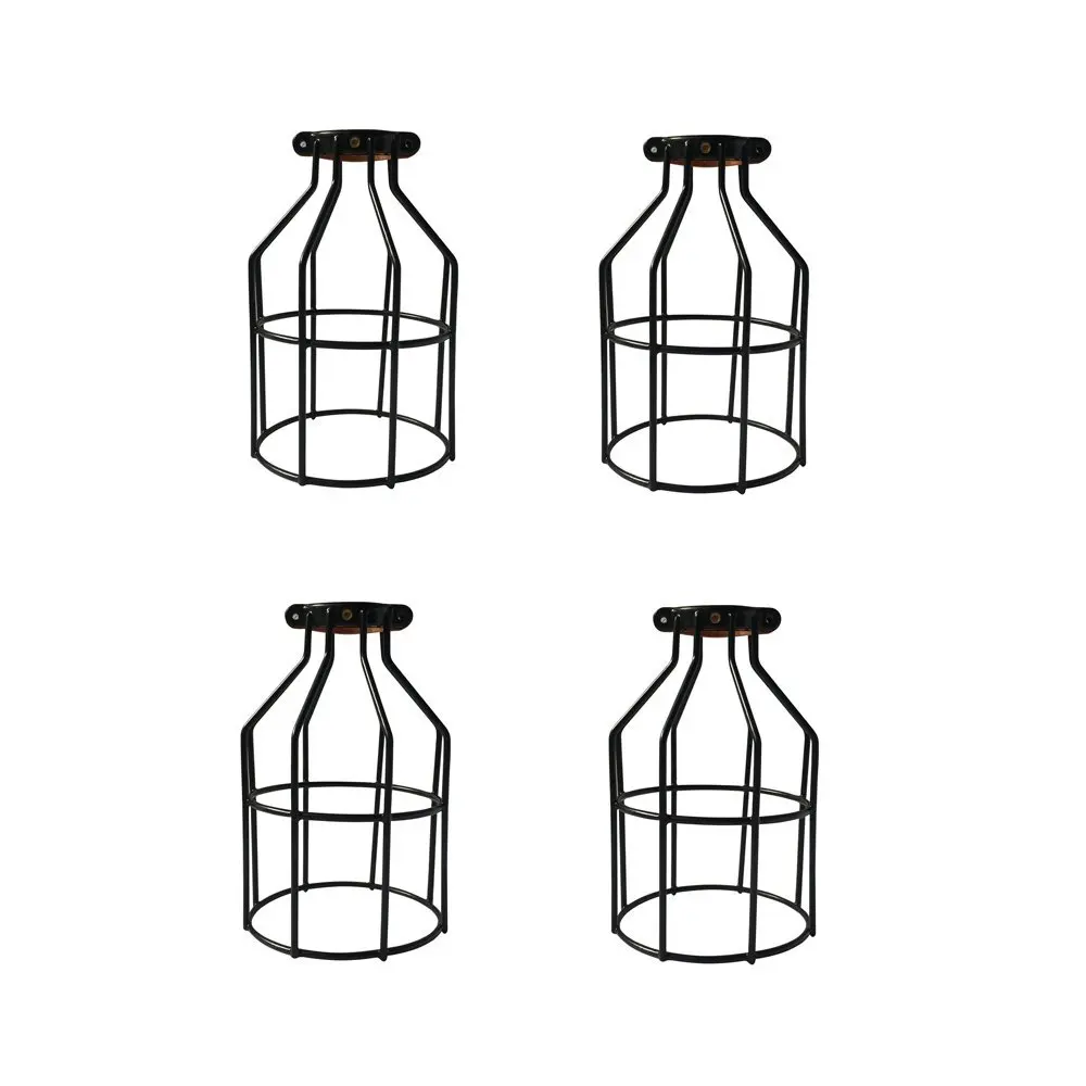 PRUNLLA Industrial Metal Lamp Guard, Clamp On Lamp Cage, Vintage Lamp Holders, Wire Iron Bird Cage,4-Pack