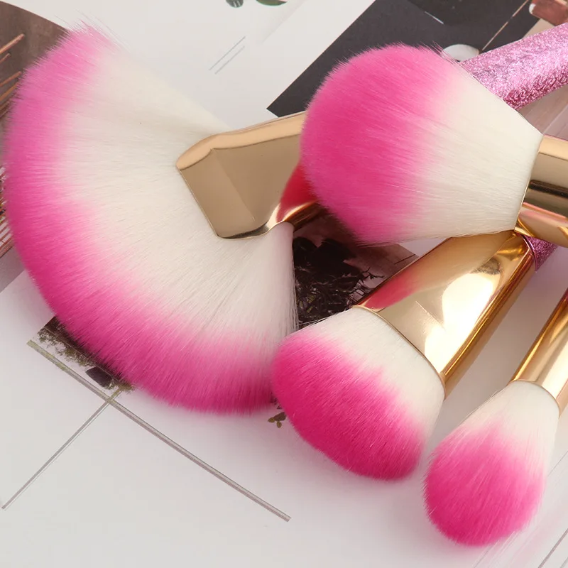 10 Pcs Make Up Brush Synthetic Hair Makeup Brushes Soft Fluffy Hair ...