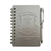 Promotion high quality elegant hardcover aluminum spiral notebook with pen
