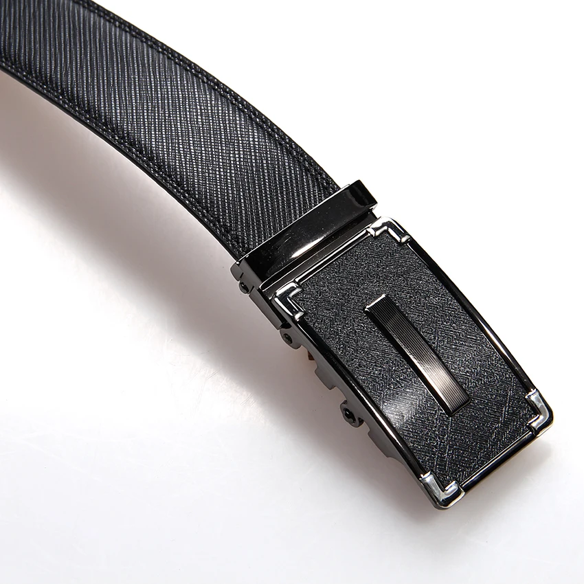Genuine Leather Business Men's Slide Ratchet Belt With Automatic Buckle ...