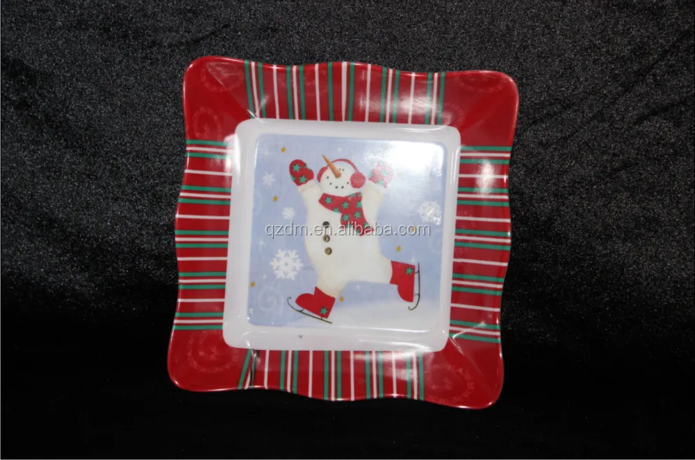 Christmas Theme Melamine Wavy Square Bowl