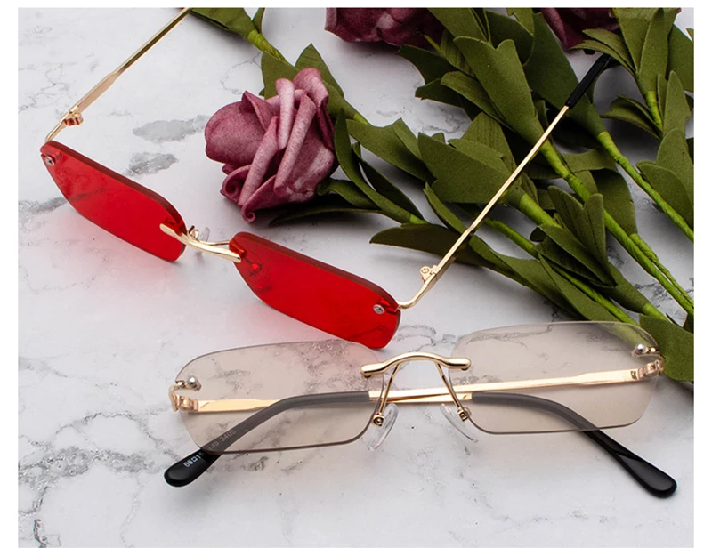 2019 Rimless Small Mini Vintage Favor Rectangle For Women Men Sunglasses