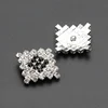 new fashion designer shank square silver metal rhinestone button for clothing