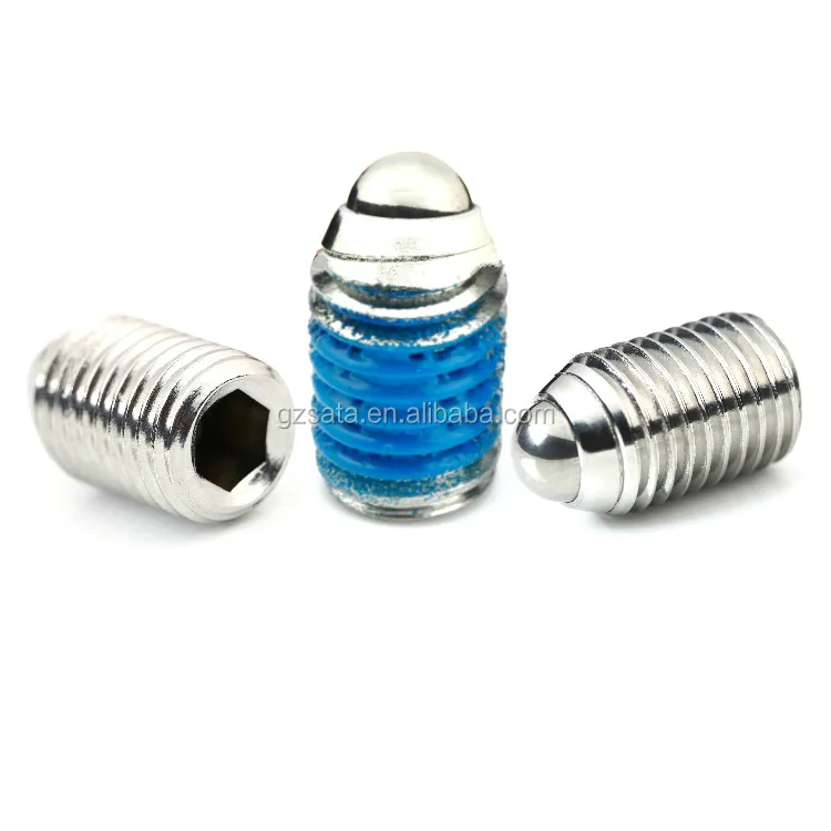 Flat Head Socket Hex Grub Screw Ball Style,Light End Force M3 X 8 Metric Carbon Steel Spring