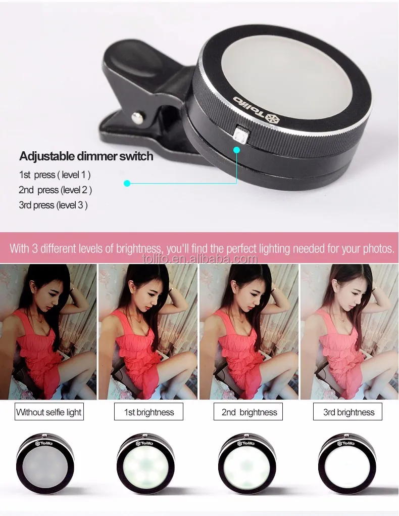 Color Optional Adjustable Portable Mobile Phone Selfie Fill Light With Clip