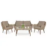 Outdoor All Weather Sofa Furniture Sets with Glass Top Table