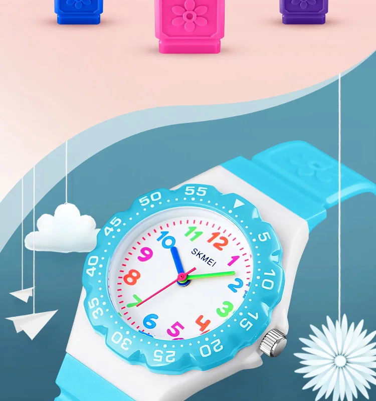 Производство Гуанчжоу, SKMEI 1483, оптовая продажа, дешевые резиновые детские наручные часы для детей, водонепроницаемые, для девочек, мальчиков, цветочный силиконовый