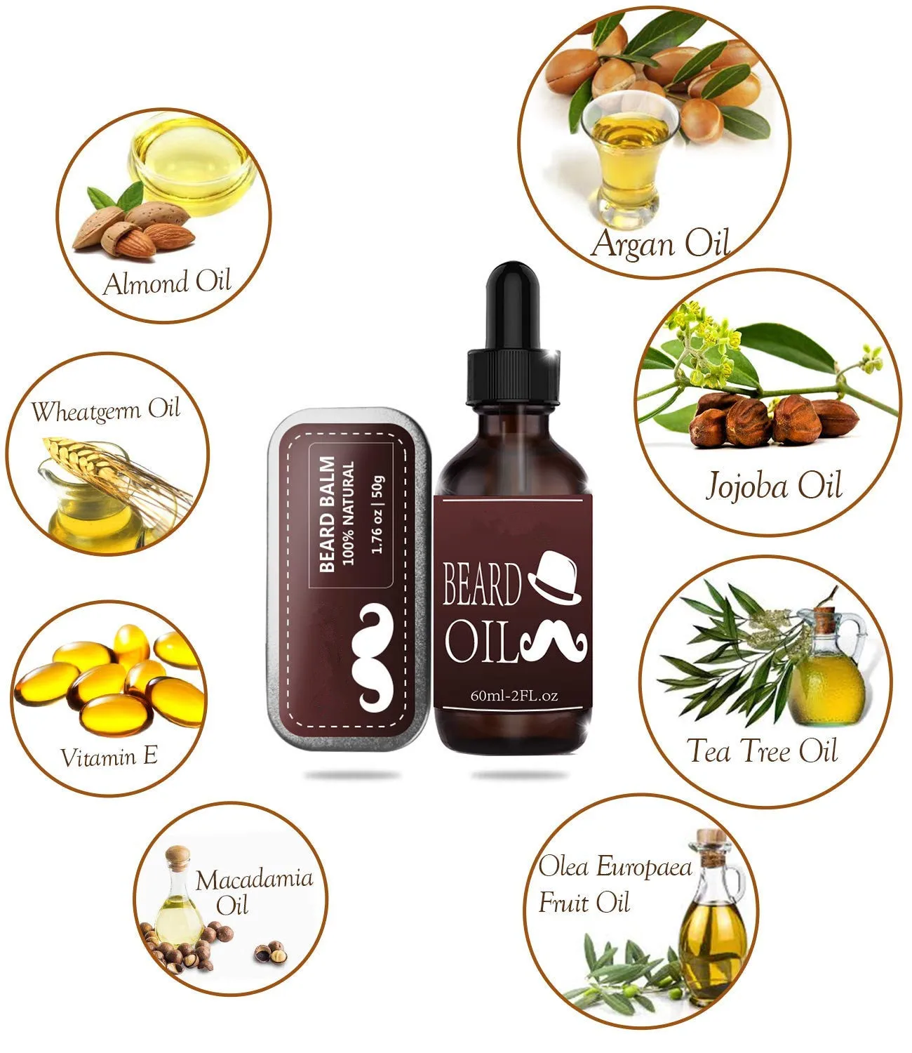 100% natural organic beard grooming kit