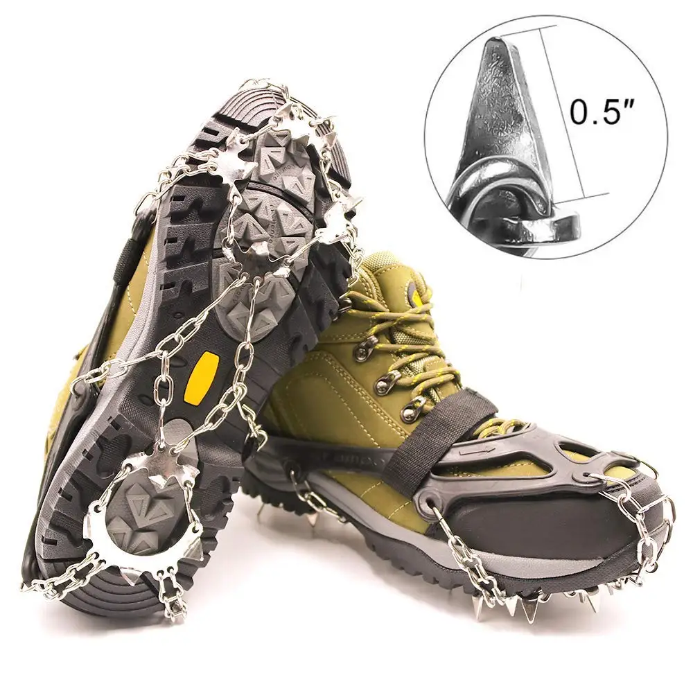 1 Pair of 8 Steel Studs Anti Slip Ice Snow Grips Crampons Women Men Ice