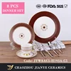 2019 New Arrival Decal Polychrome Color Gold Rim Painted Ceramic Dinner Set Grace Designs Fine Bone China Dinneware
