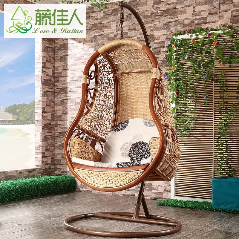 Bamboo Wicker Cane Wooden Hanging Swing Chair Luxury Unique Home Indoor