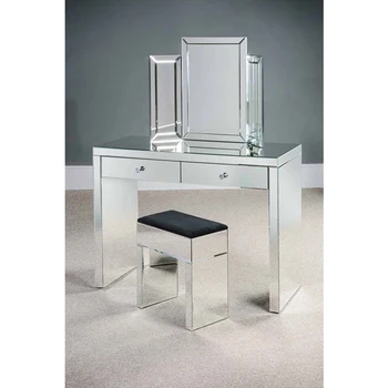 Modern Mirrored Furniture Dressing Table With Stool Modern Mirrored Furniture Dressing Table With Stool
