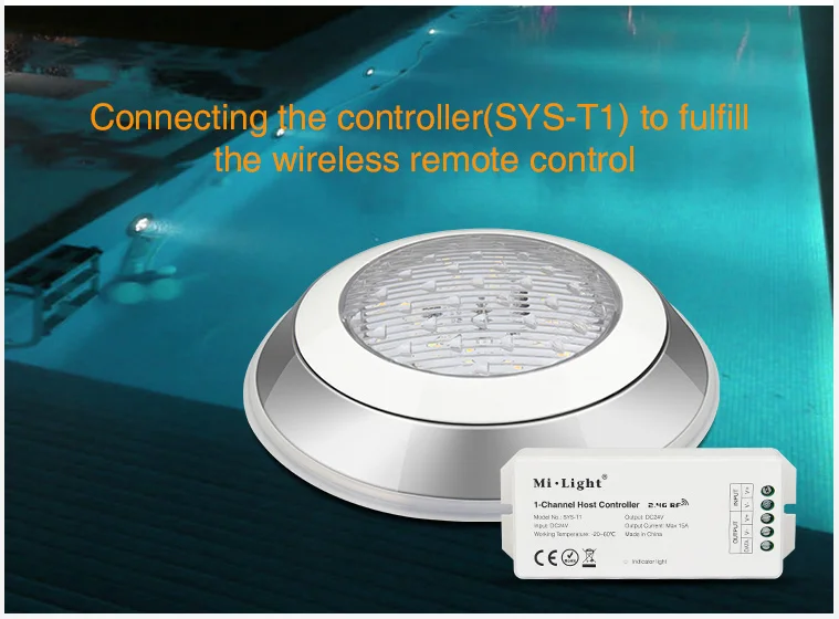 Mi-light Waterproof ip68 smart wifi control RGB-CCT  Multi Color Wall-installed Swimming Pool Light Led