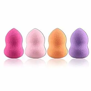 Clean Face powder puff,TOOPOOT 4PC Beauty Gourd Shape Sponge Makeup Puff ( pink+orange +purple+hot pink)