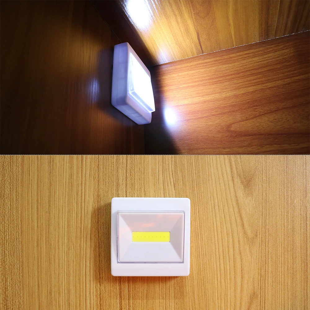 Mini Bright Led Night Wall Light Cob Battery Operated Cordless Switch Tap Light For Indoor Closet Emergency Light factory