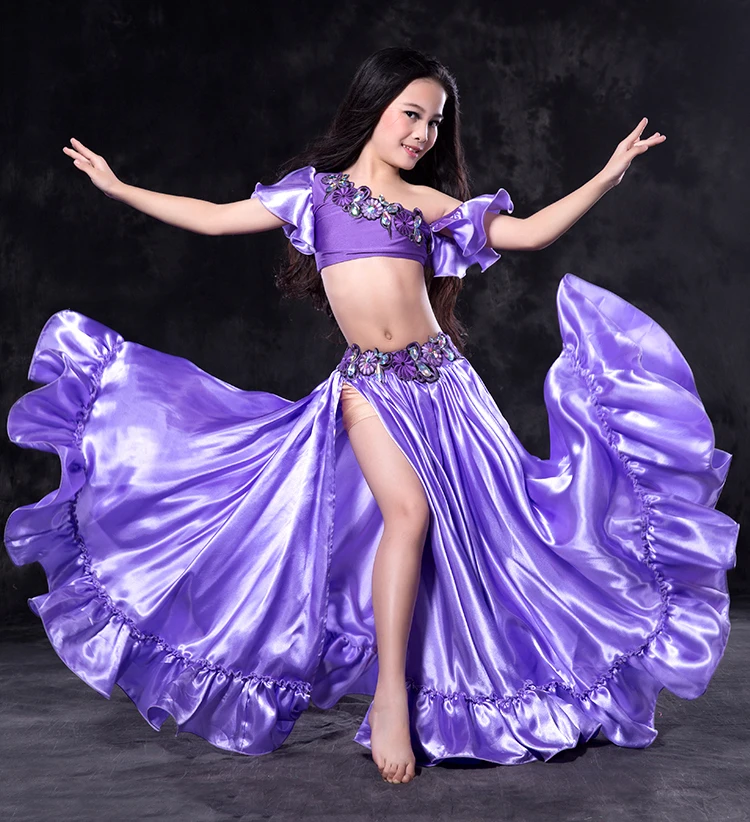 RT123 Wuchieal Satin and Spandex Kids Belly Dance Performance Costume