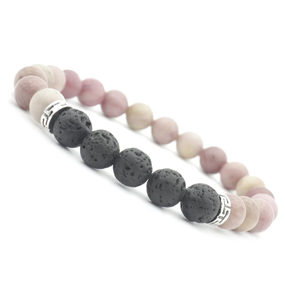 Natural Stone With Volcanic And Stainless Steel Accessories Bead Custom Fashion Charm Bracelet