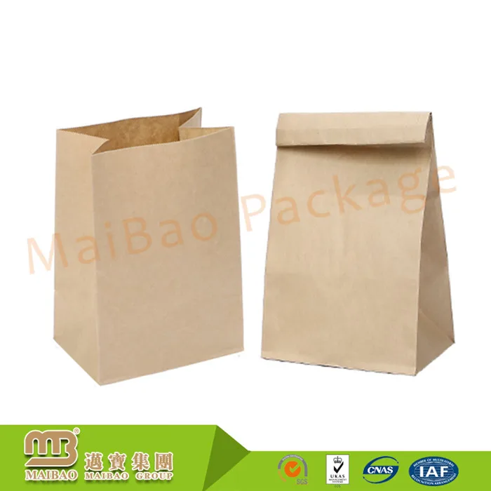 Eco Friendly Cheap Durable Custom Printed Grocery Brown Kraft Paper Lunch Bag Without Handle