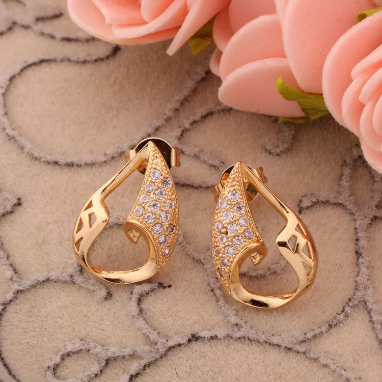 Whole China Fake Gold Plated Crystal Cz Stud Earrings Whole China Fake Gold Plated Crystal Cz Stud Earrings