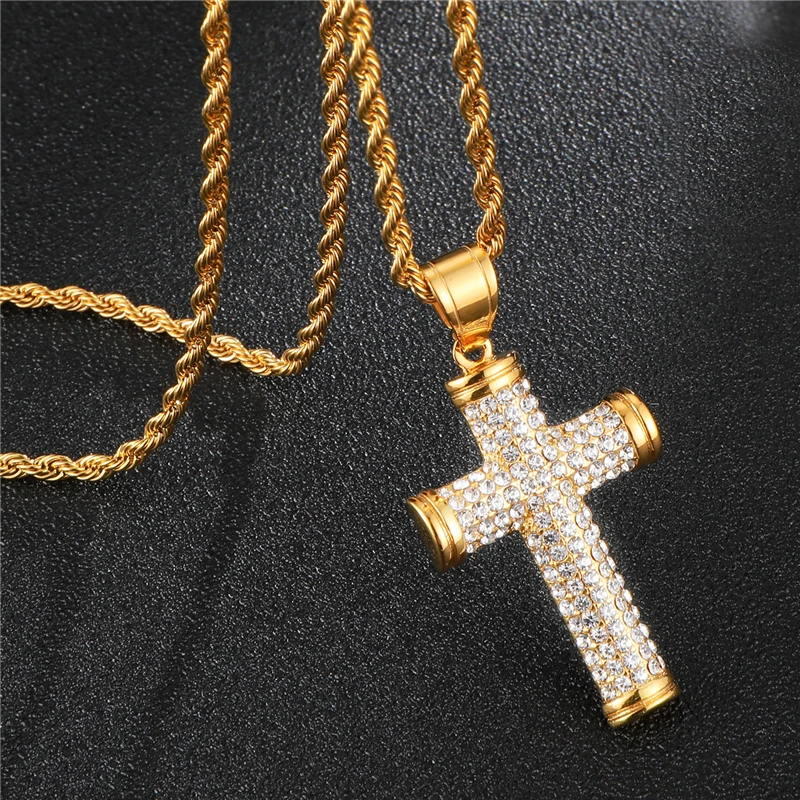 diamond gold cross necklace for men