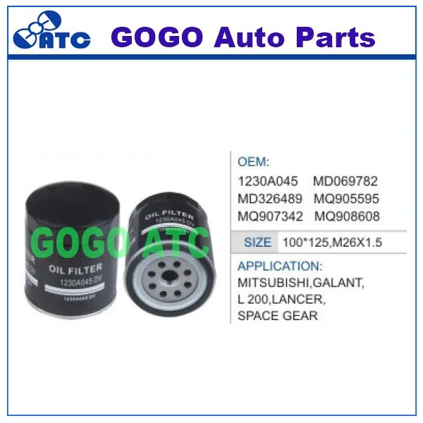 Oil Filter For Mitsubishi Galant L200 Lancer Oem 1230a045 Md069782
