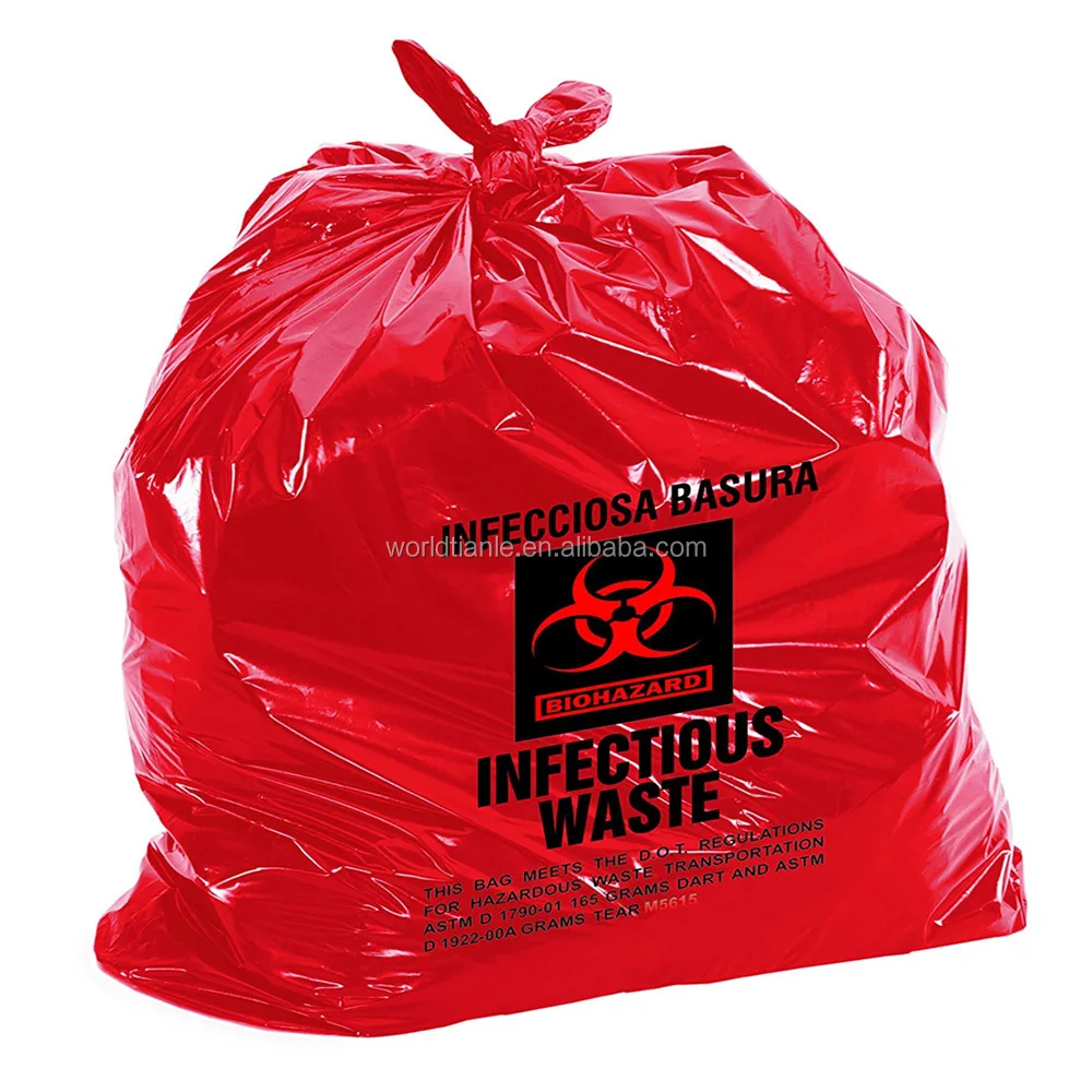 33 Gallon Red Infectious Waste Bag For Medical/biohazard 1.5 Mil Thick