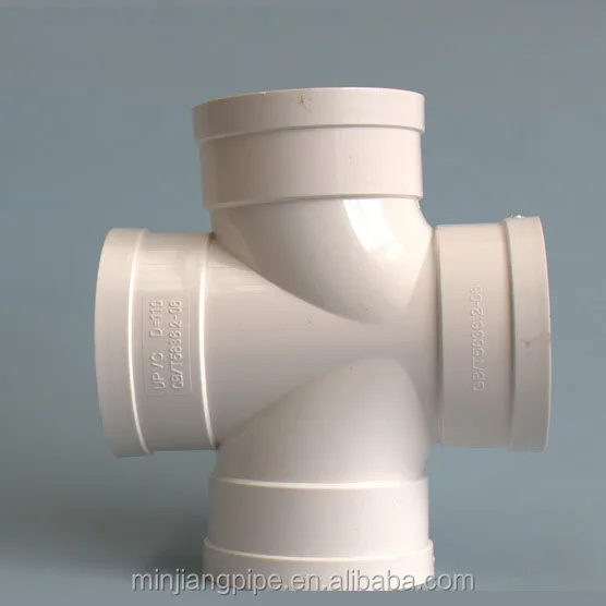Plastic Pipe Fittings Pvc 90 Degree 4way Straight Cross Tee 110mm