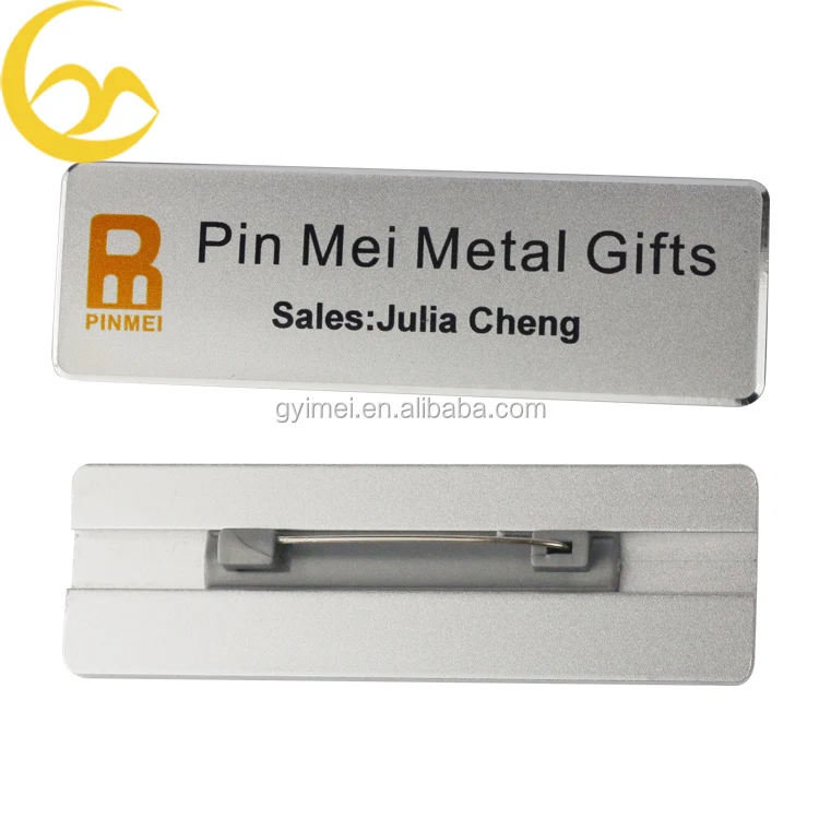 Personalised  Aluminium Name Badge Staff ID With Pin Full colour print 