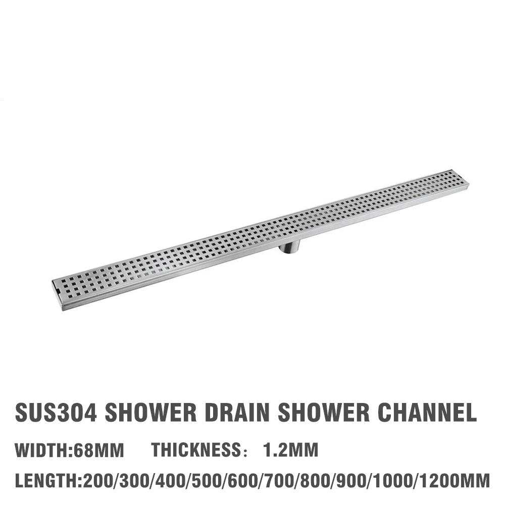 Linear Shower Waste Wet room Drain Grates 500/600/800mm Vertical Outlet Matt SS 