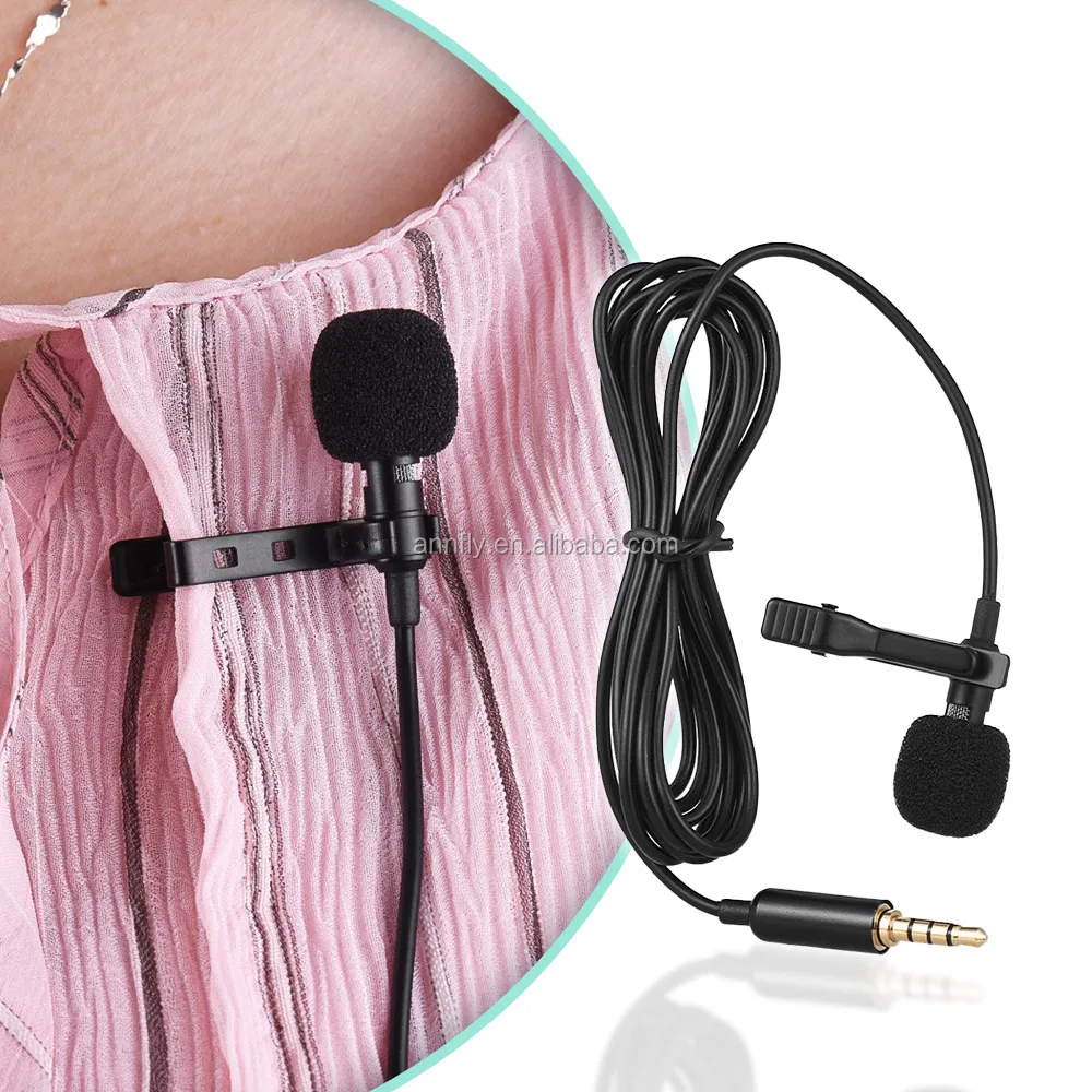 Clipon Collar Clip Microphone 3.5mm Jack Mini Wired Condenser Mic For