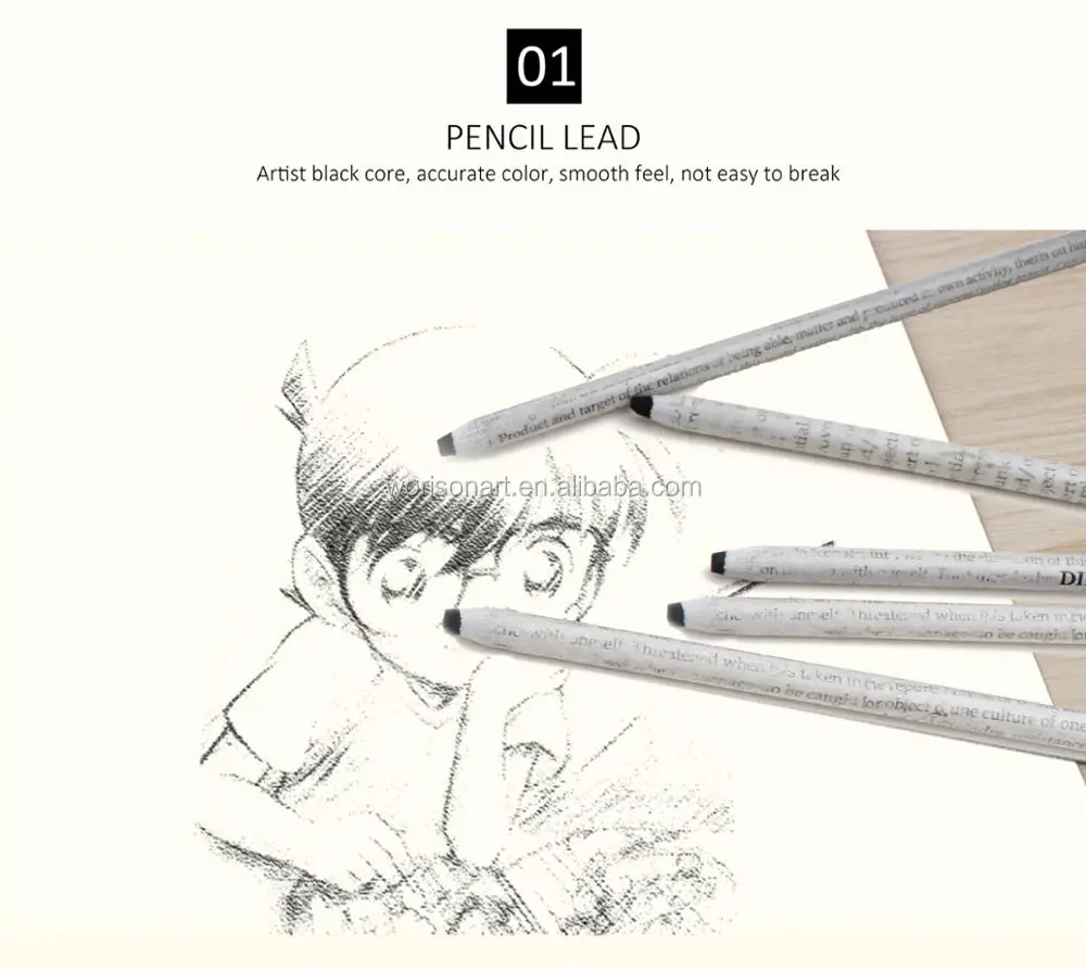 12pcs Art Supplies Paper Roll Charcoal Pencil Sketch Pencil Set Black