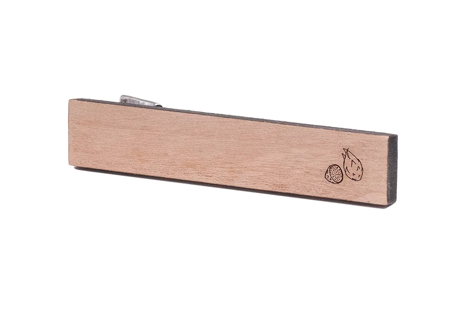 Cherry Wood Tie Bar Engraved in The USA Wooden Accessories Company Wooden Tie Clips with Laser Engraved Frog Foot Design