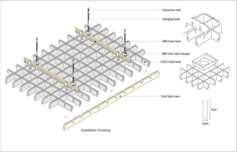 Sgs Environmental Aluminum Exposed Grid Ceiling Godot Ceiling