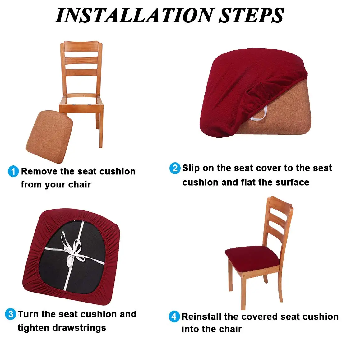 Stretch Jacquard Chair Seat Covers For Dining Room,Removable Washable